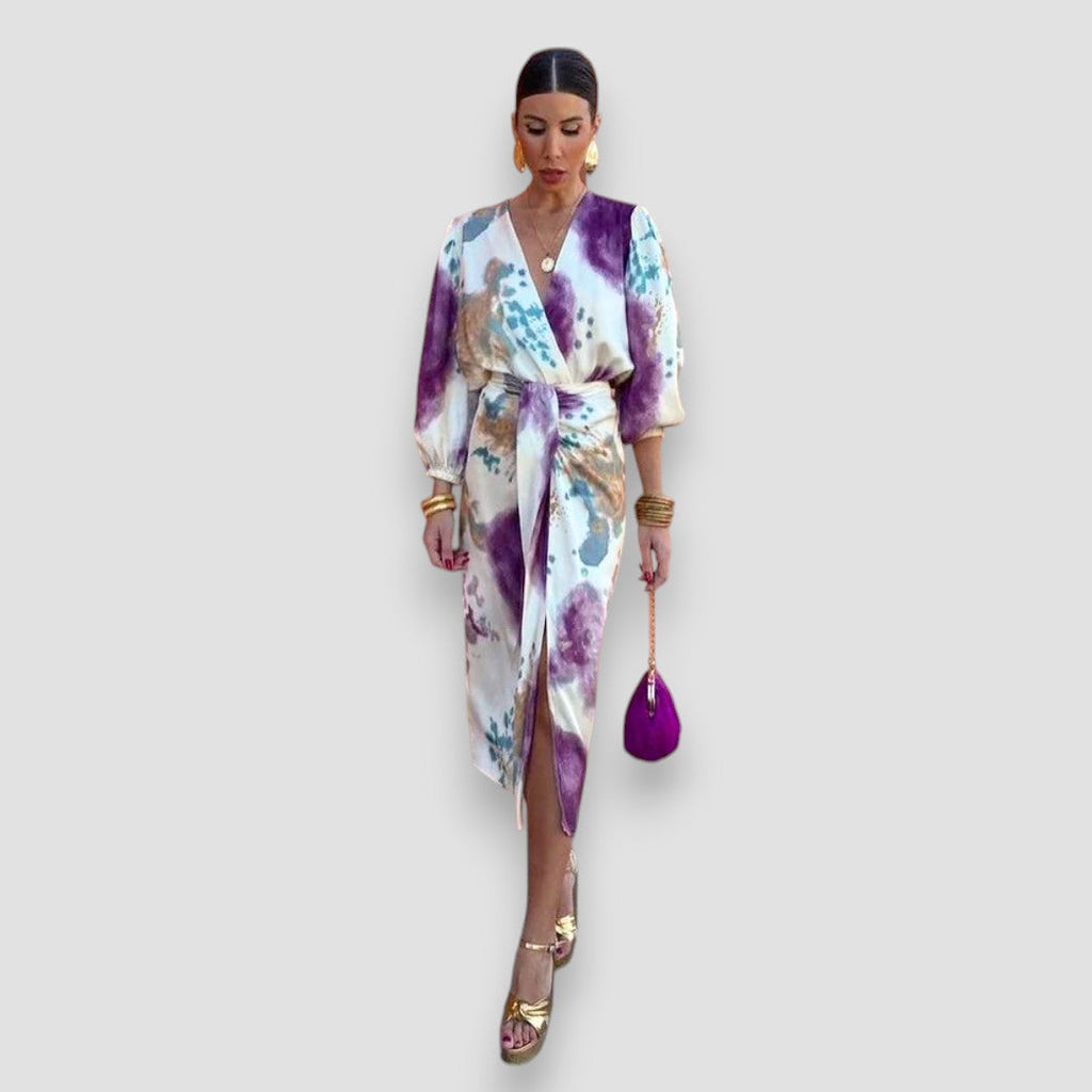 Gemma | Women’s Wrap Midi Dress with Tie Waist