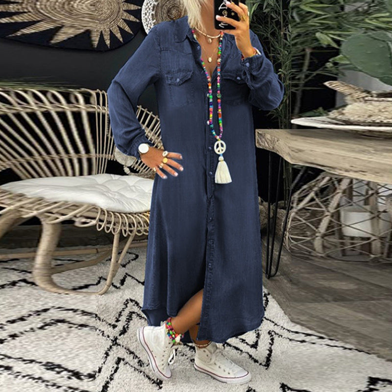 Verity | Women’s Long Sleeve Maxi Dress with Drape