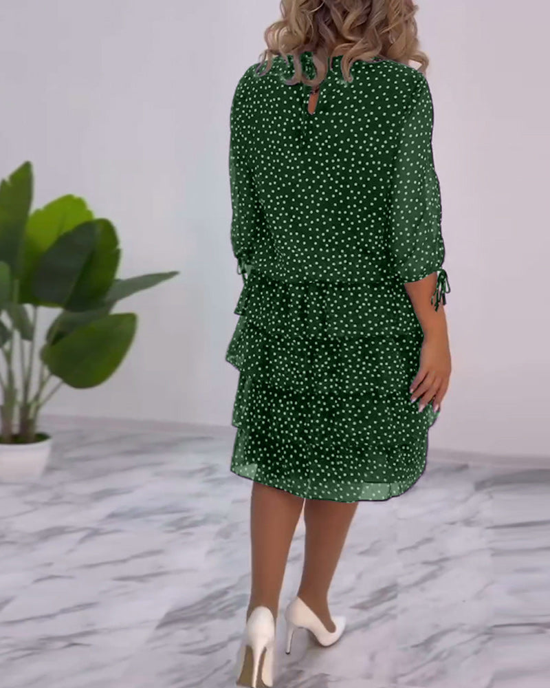 Sophia | Women’s Tiered Polka Dot Dress with Sleeves