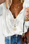 Sienna | Women's Lace Overlay Blouse V-Neck Tie Front