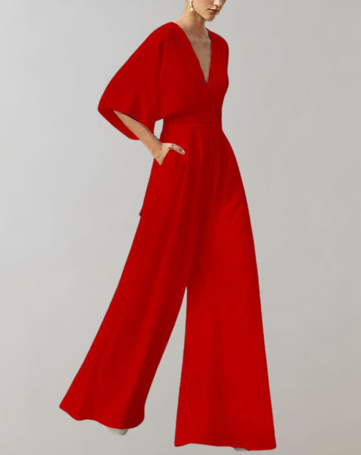 Serafina | Women’s V-Neck Wide-Leg Jumpsuit with Kimono Sleeves