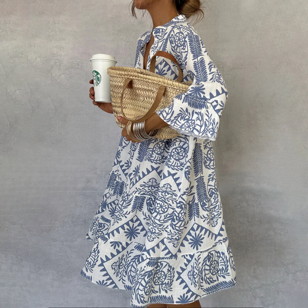 Sofia | Women’s Boho Midi Dress with V-Neck