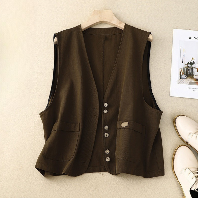 Margo | Women’s Relaxed Vest with Button Detailing