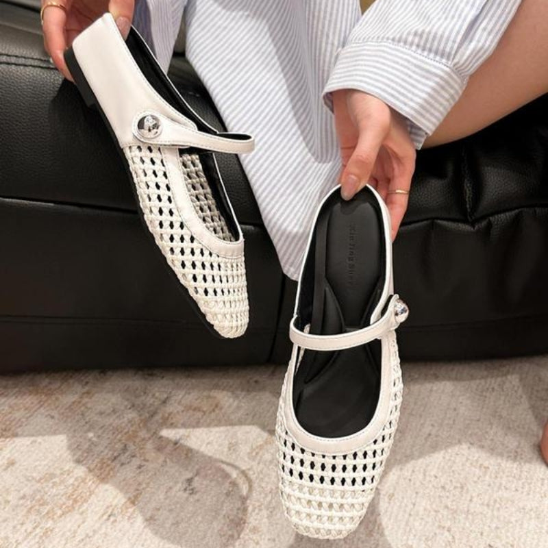 Mira | Women’s Woven Mule Flats with Strap