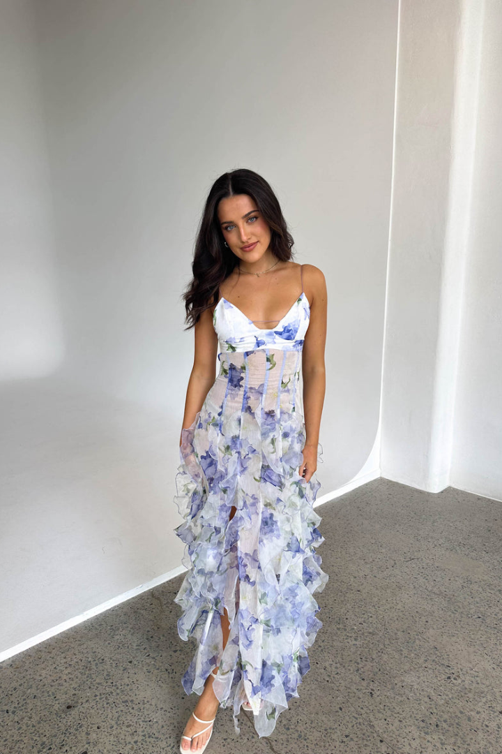Millie | Women’s Floral Maxi Dress with Ruffles