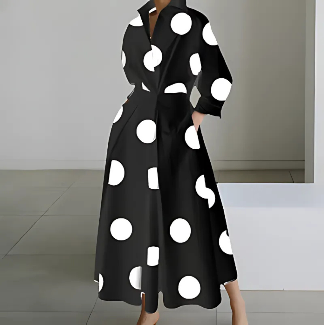 Elkie | Women’s Lapel Maxi Dress with Wrap Silhouette