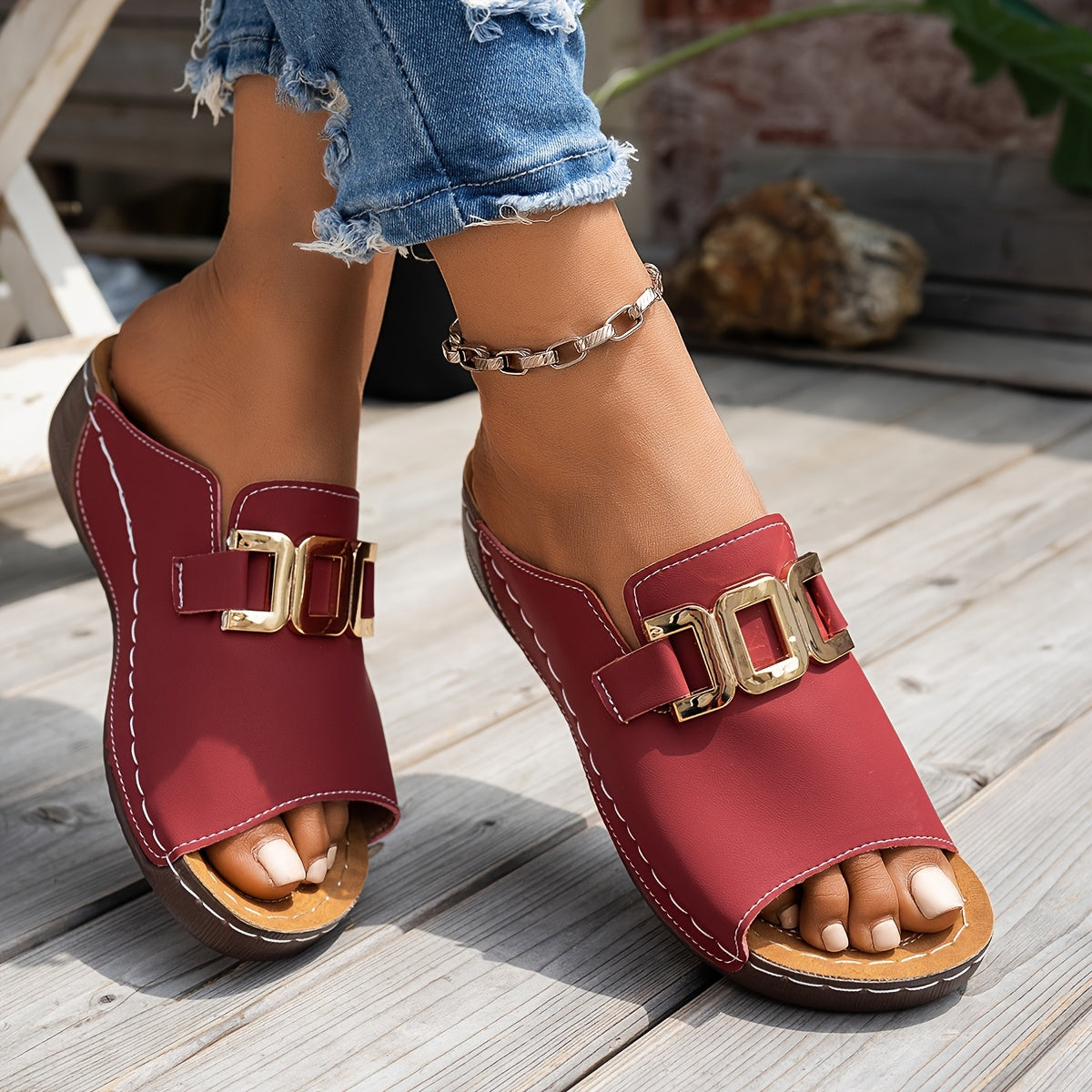 Capella | Women’s Sandals with Gold Buckle Straps