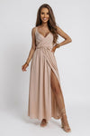 Aurélie Dubois | Elegant Wrap Maxi Dress with High Slit Detail For Women