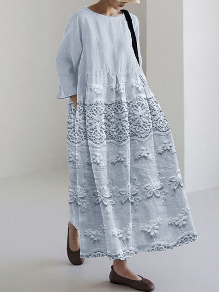 Anika | Women’s Delicate Floral Maxi Dress with Embroidery