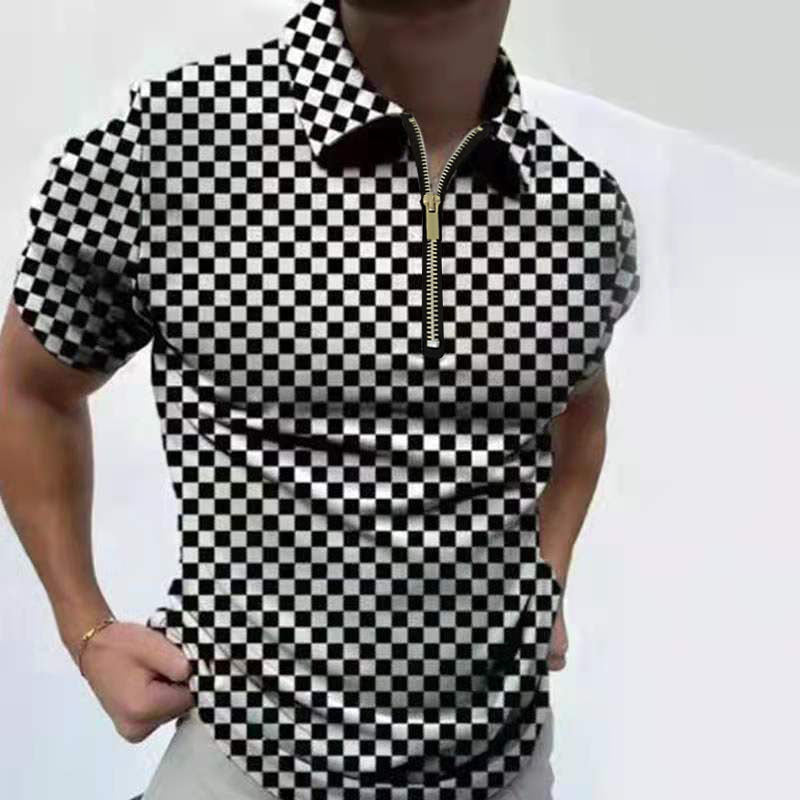 Lachlan Turner | Camo Print Zip Polo Shirt For Men