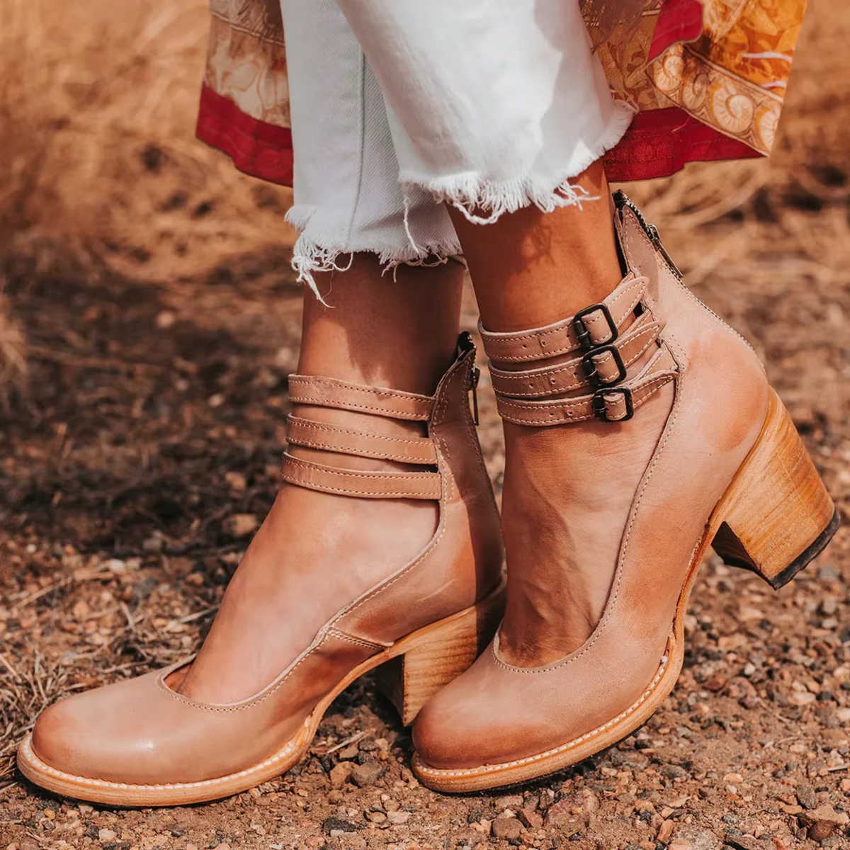 Naturéva | Women’s Elegant Sandals with Supportive Heel