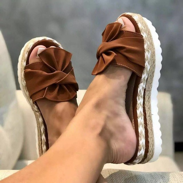 Mia Sandals | Women’s Woven Wedge Sandals with Bow Detail