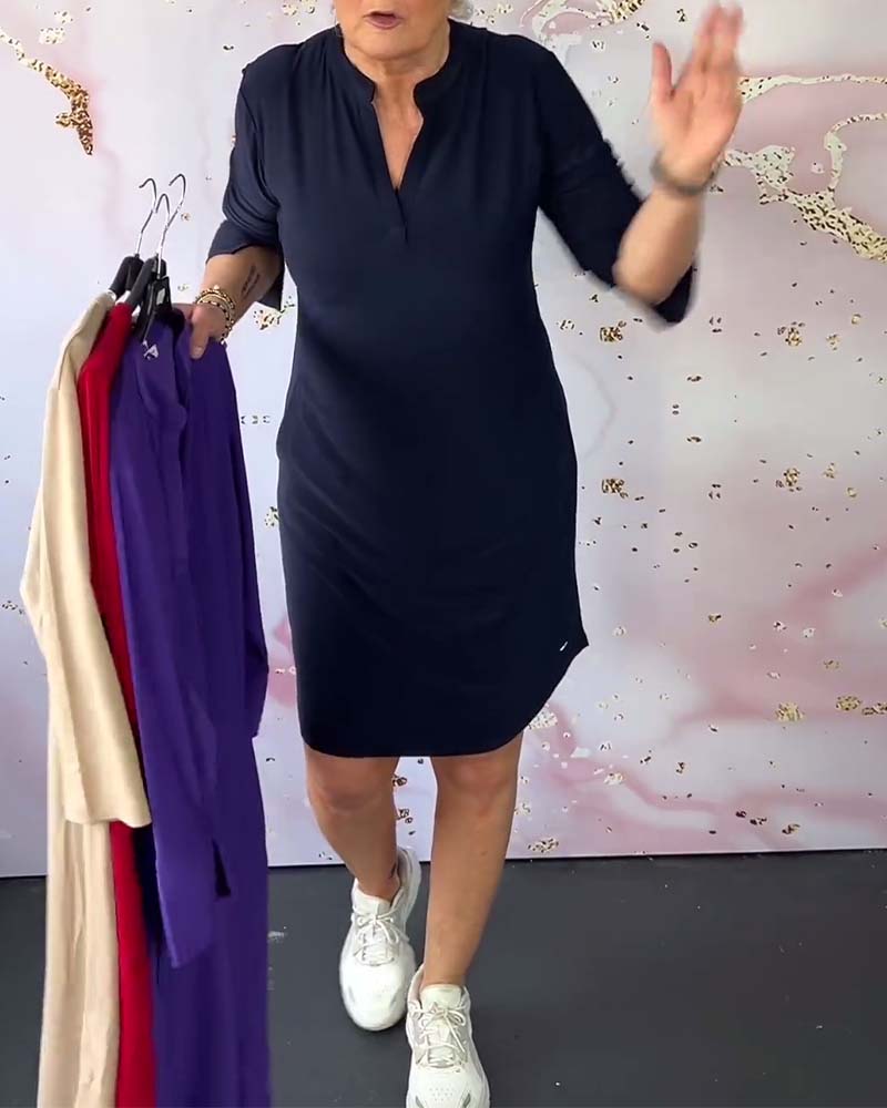 Hanne | Women’s V-Neck Midi Dress with Draped Silhouette