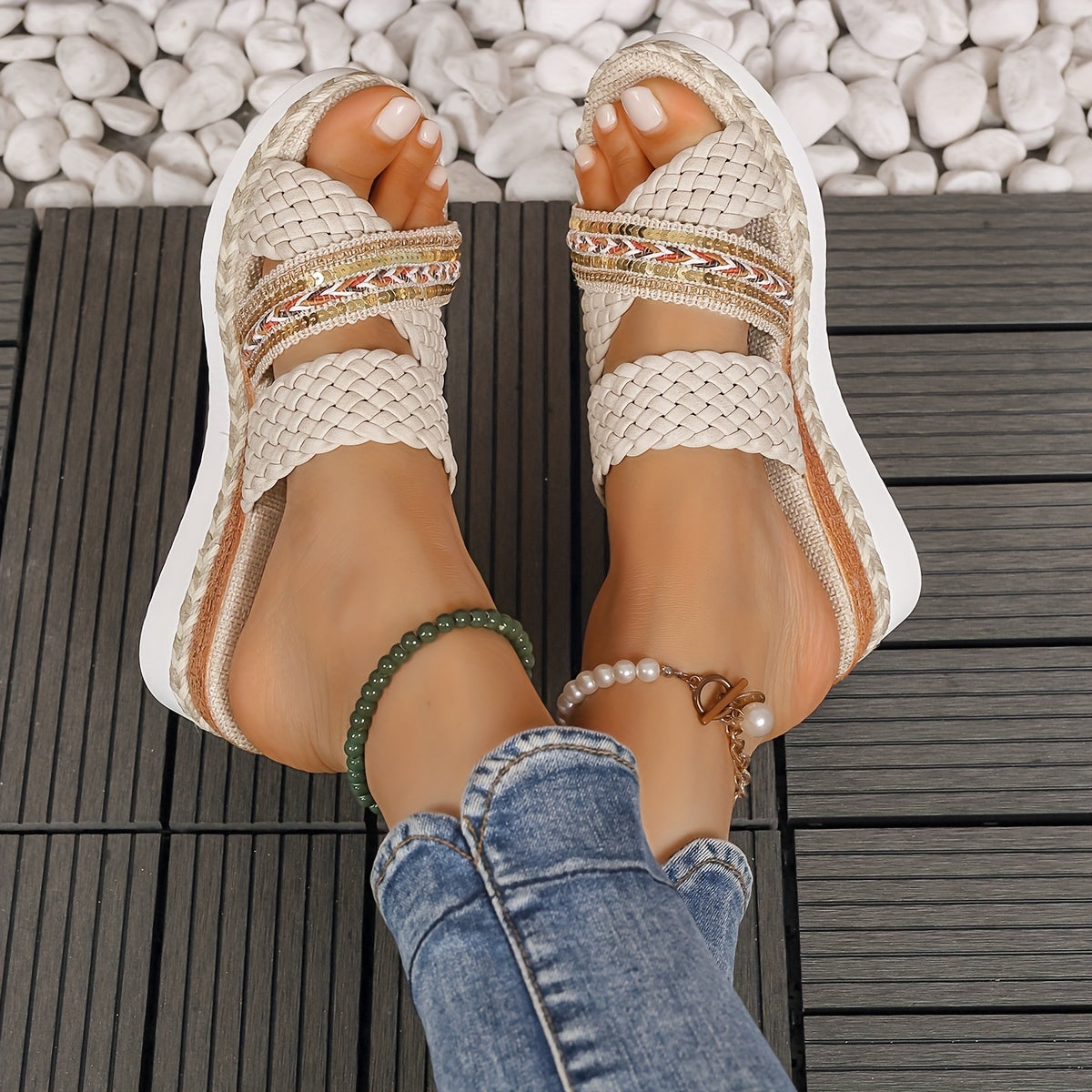 Colette | Women’s Woven Sandals with Braided Straps