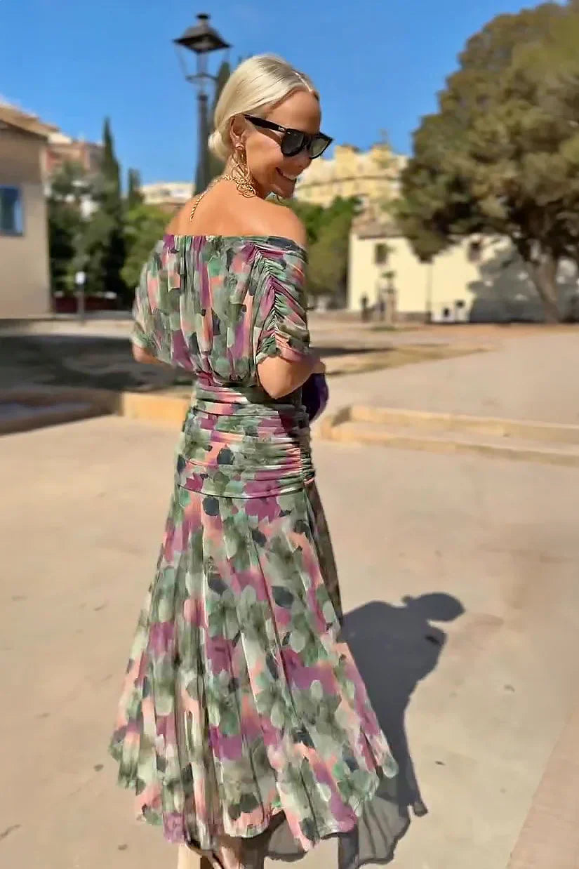 Bella | Women’s V-Neck Maxi Dress with Dreamlike Print