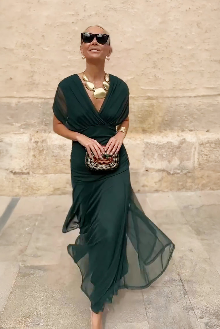 Bella | Women’s V-Neck Maxi Dress with Dreamlike Print