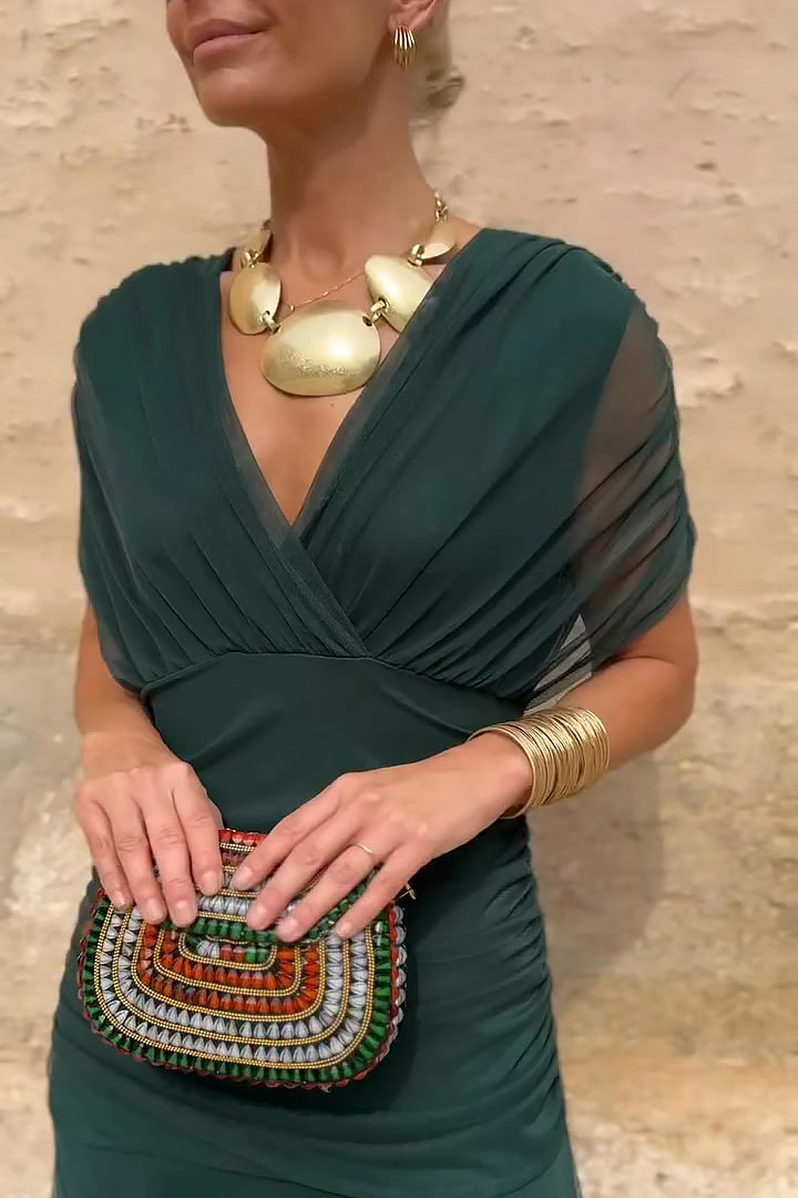 Bella | Women’s V-Neck Maxi Dress with Dreamlike Print