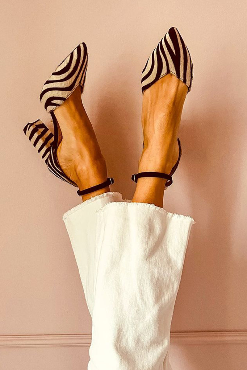 Remi | Women’s Zebra Print Heels with Ankle Strap