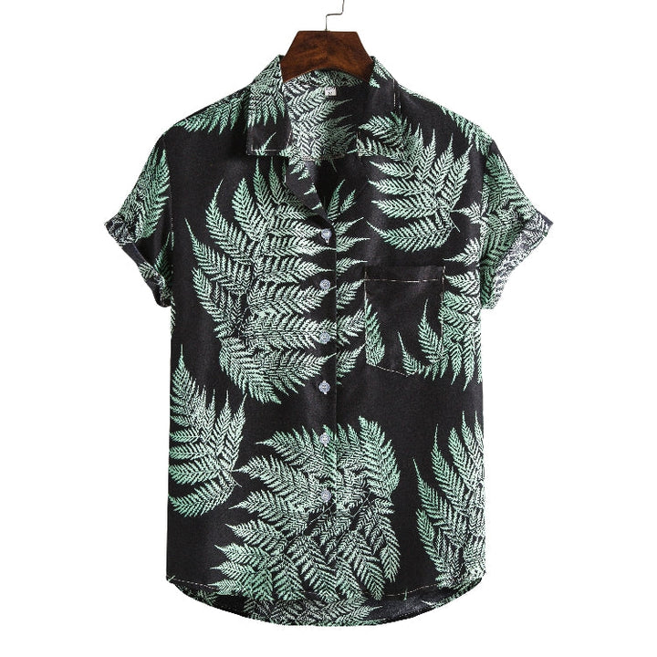 Nathan Harris | Tropical Print Short Sleeve Beach Shirt For Men