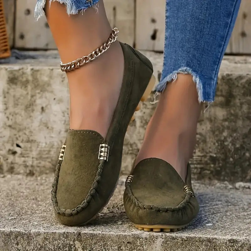 Ruby | Women’s Flat Slip-On Loafers with Buckle Detail