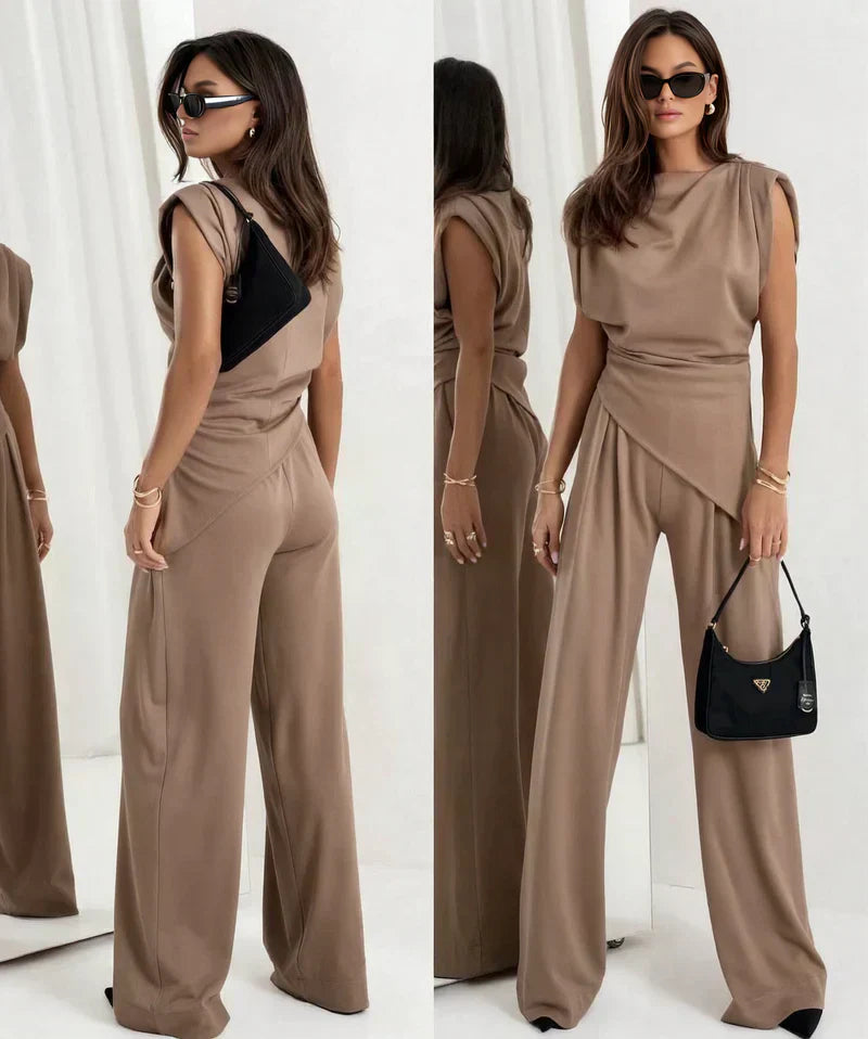 Khloe | Women’s Elegant Two-Piece Set with Draped Silhouettet
