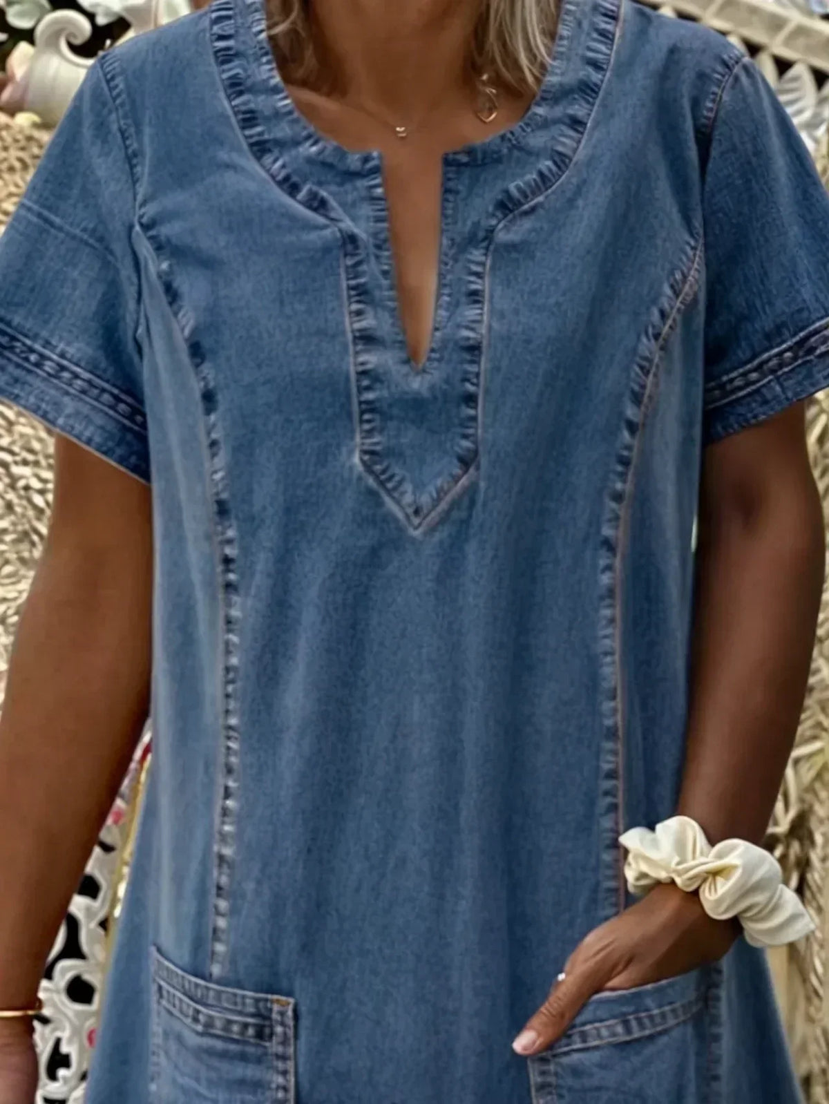 Zinnia | Women’s Soft Blue Dress with Flattering Silhouette