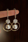 Elegant Earrings with Cultured Pearls and Sparkling Zircons