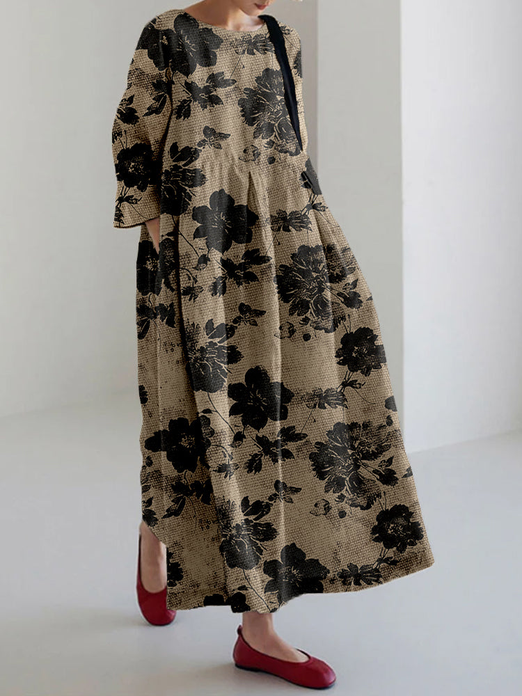 Alison | Women’s Flowing Botanical Dress with Gentle Draping