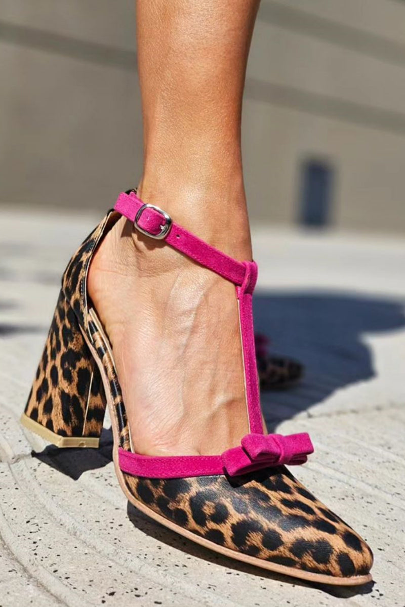 Leontina | Women’s Leopard Print Sandals with Colourful Accent