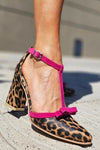 Leontina™ | Green Leopard Print Sandals with Colorful Accent