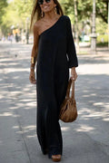 Vera | Women’s One-Shoulder Maxi Dress with Long Sleeve