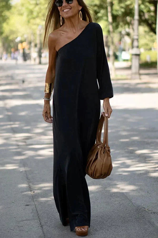 Vera | Women’s One-Shoulder Maxi Dress with Long Sleeve