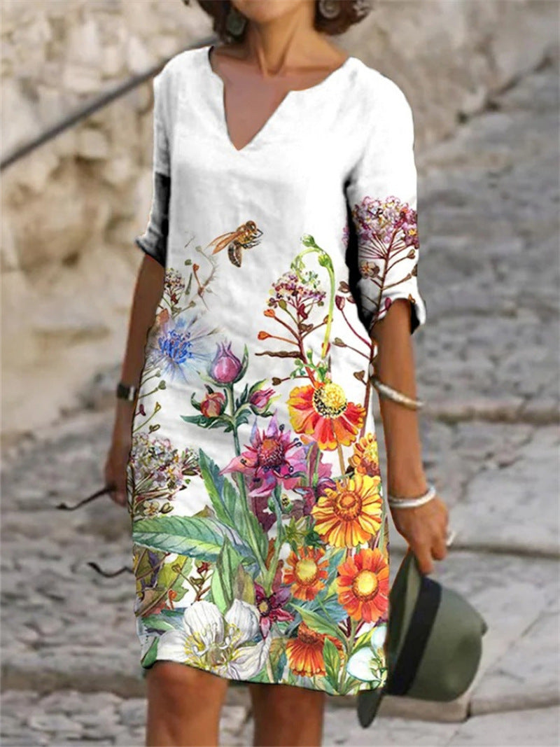 Karen | Women’s Floral Print Dress with Soft Draping
