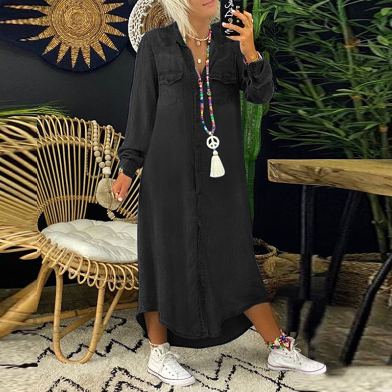 Verity | Women’s Long Sleeve Maxi Dress with Drape