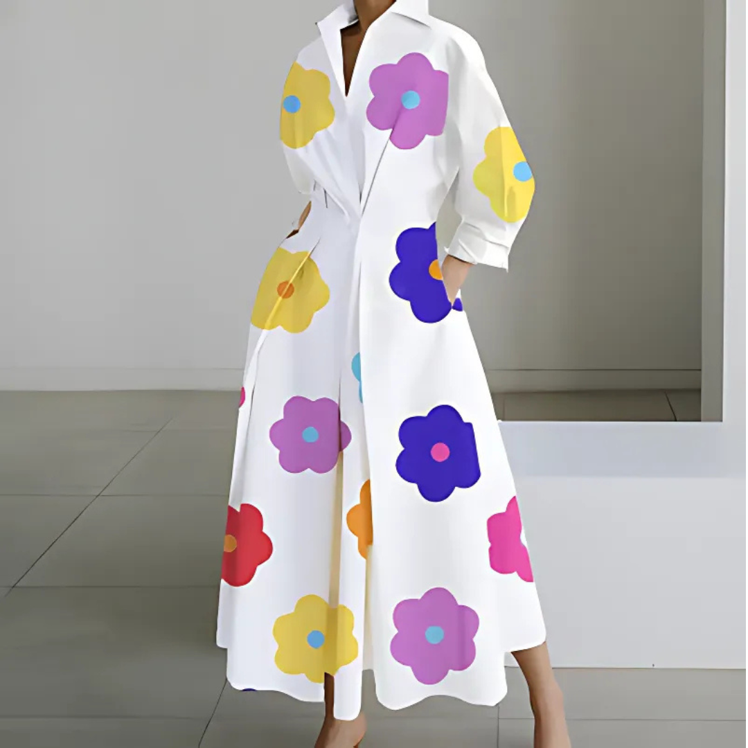 Elkie | Women’s Lapel Maxi Dress with Wrap Silhouette