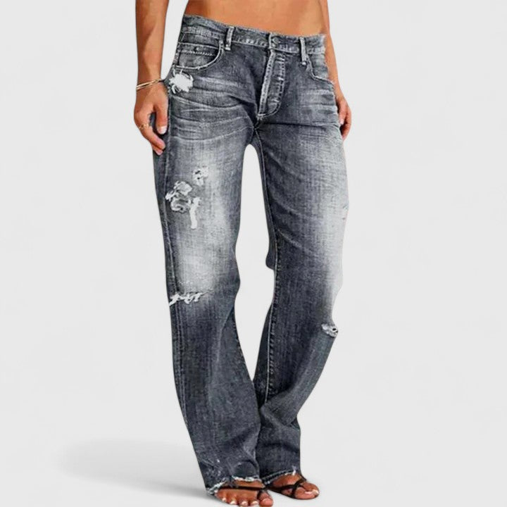 Dixie | Women’s Low Rise Flare Jeans with Distress