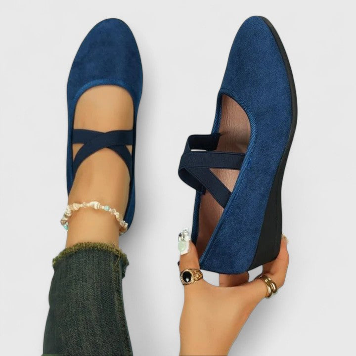 Stella | Women’s Cross-Strap Ballet Flats with Ankle Wrap