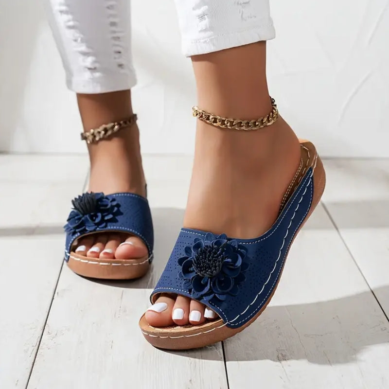 Flora | Women’s Slip-On Sandals with Cushioned Wedge