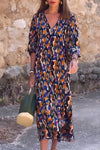 Nathalie™ | Retro Print V-Neck Dress