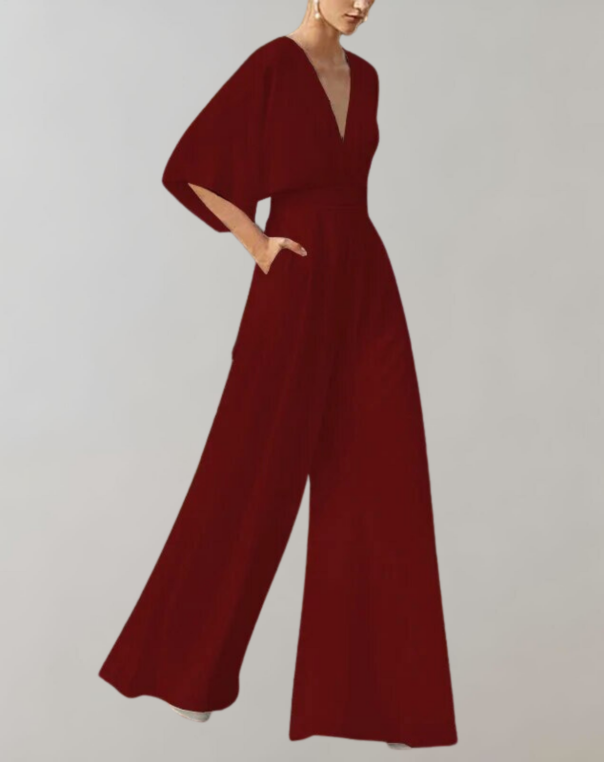 Serafina | Women’s V-Neck Wide-Leg Jumpsuit with Kimono Sleeves