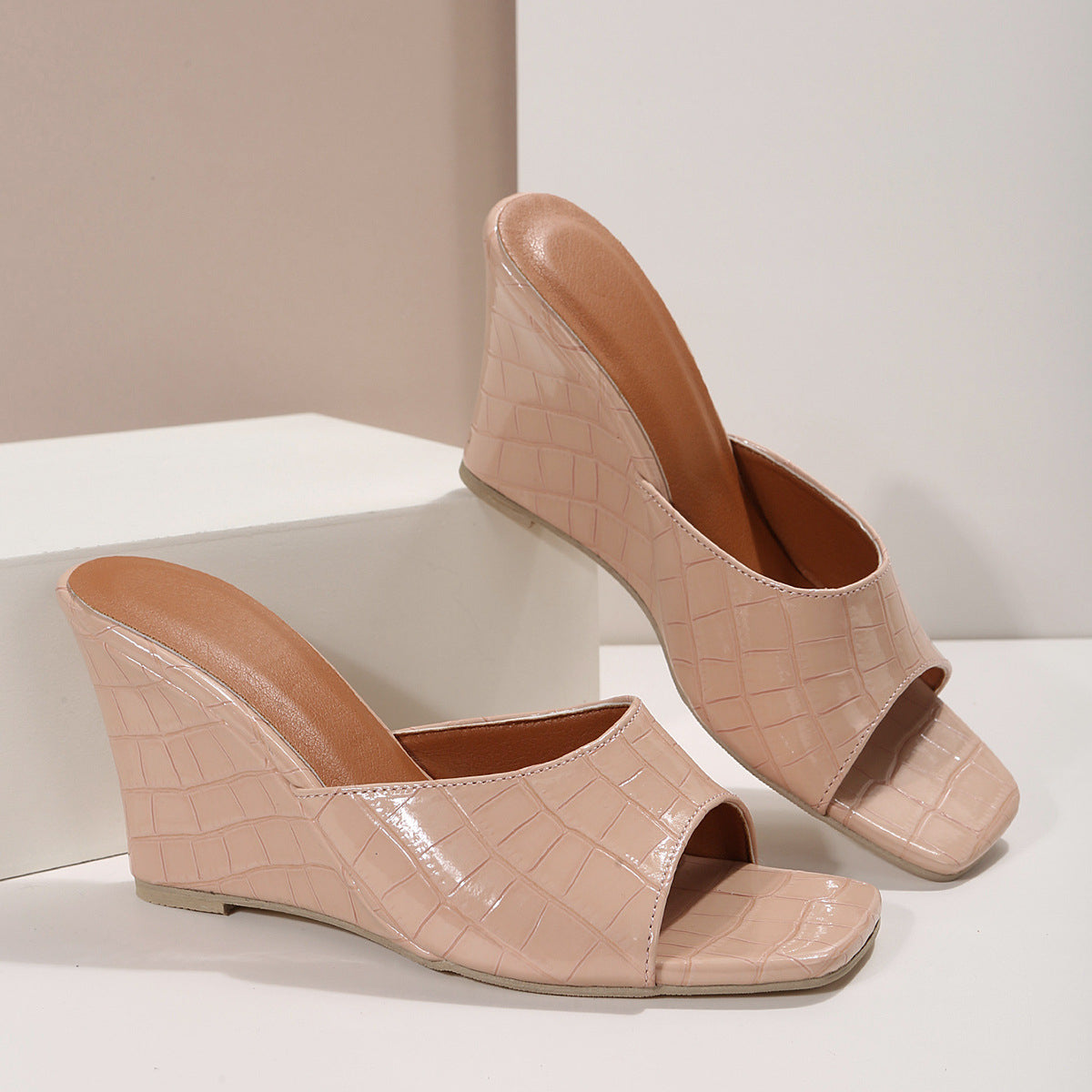 Vivian | Women’s Wedges with Faux Snake Leather Texture