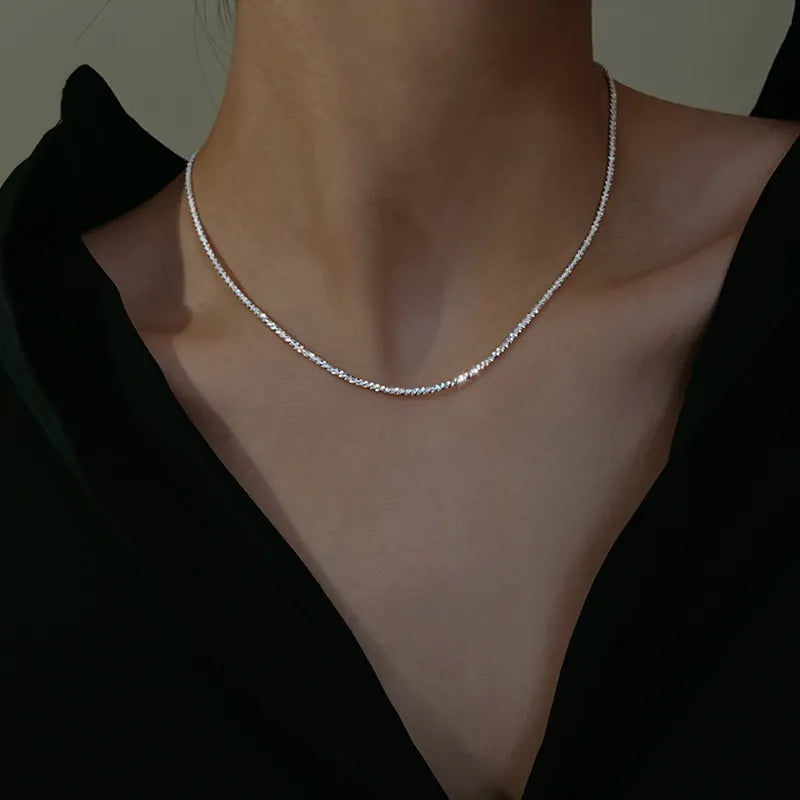 Lilia |  Women’s Silver Chain Necklace with Sparkle