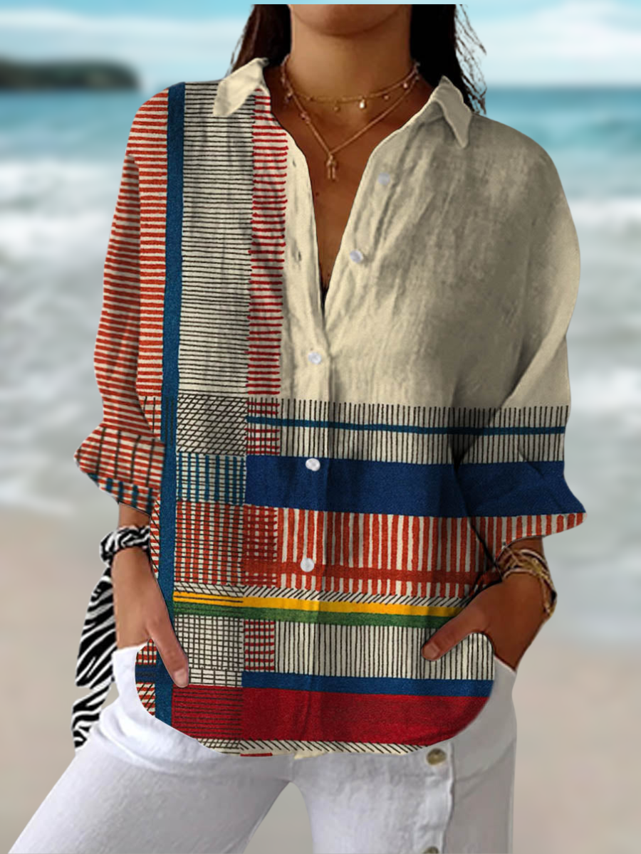 Freyja | Women’s Artistic Pattern Blouse with Bold Design
