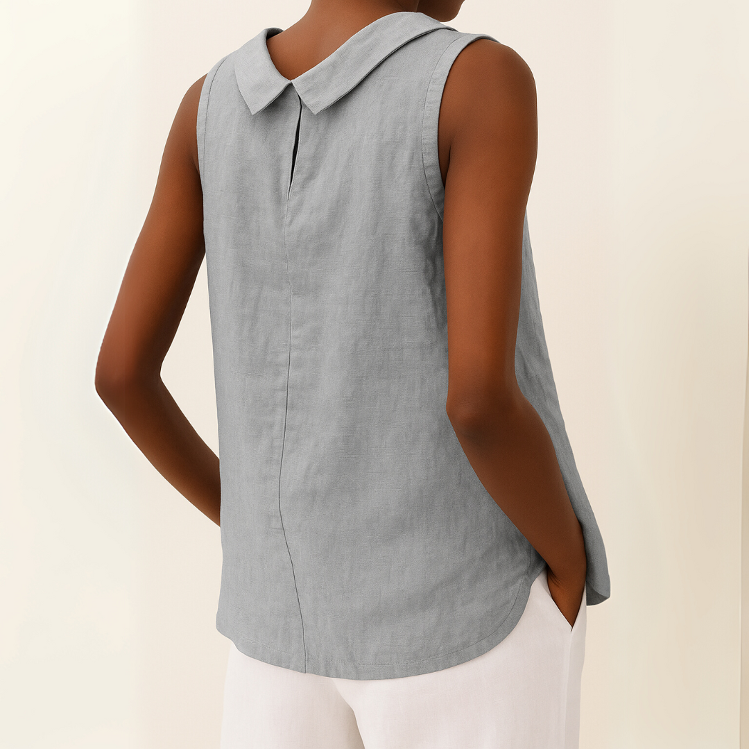 Maria | Women’s Sleeveless Top with Roll Collar