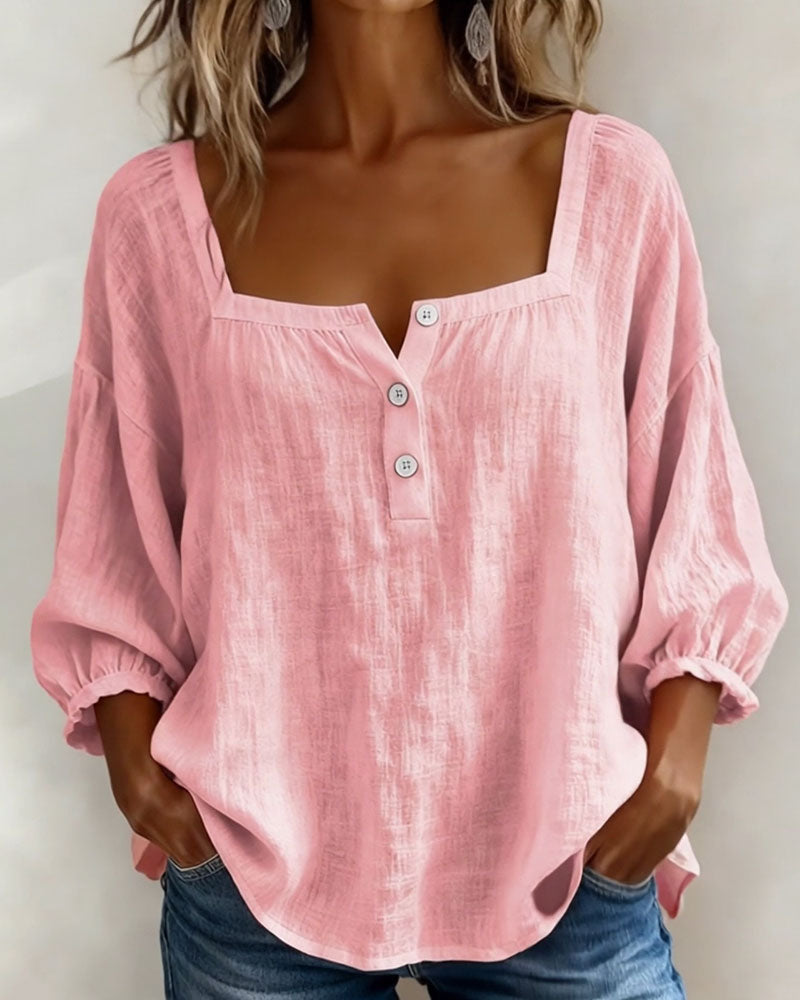 Daisy | Women’s Puff Sleeve Blouse with Square Neck