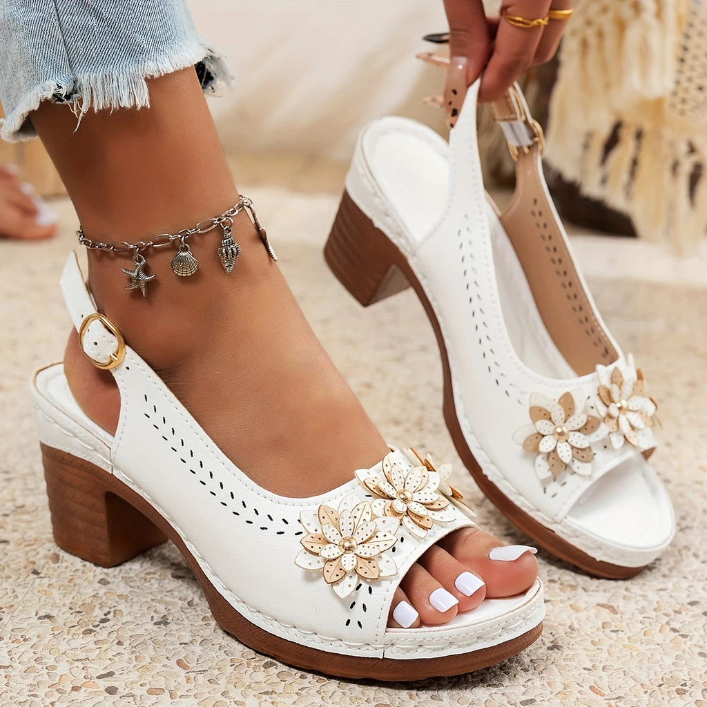 Haisley | Women’s High Heel Sandal with Floral Embellishments