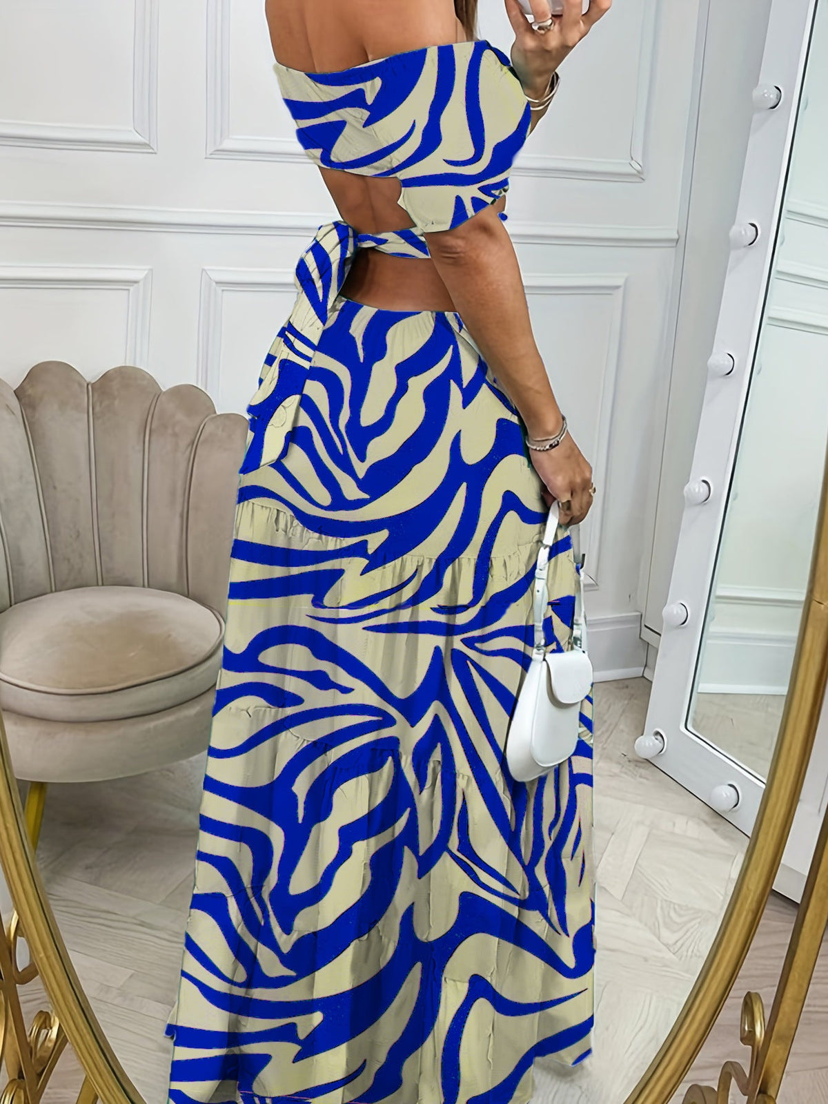 Sienna Clarke | Printed Summer Dress With Cut-Out Waist For Women