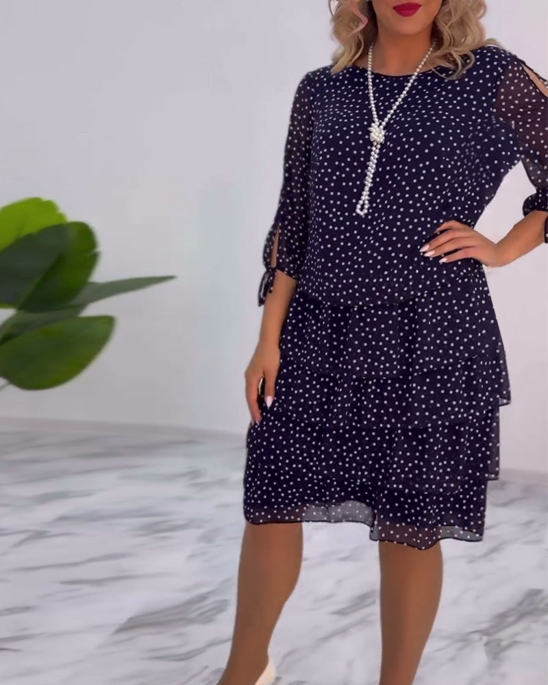 Sophia | Women’s Tiered Polka Dot Dress with Sleeves