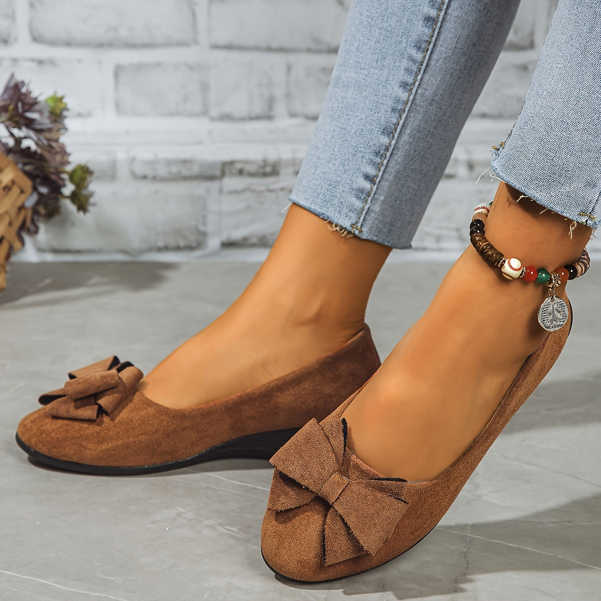 Maisie | Women’s Wedge Ballet Flats with Bow Detail