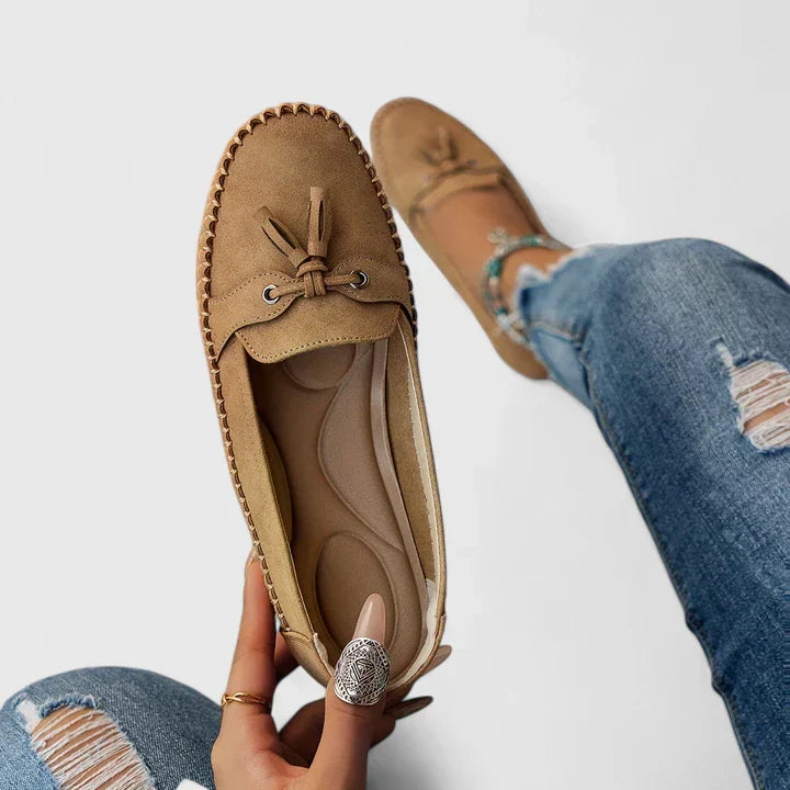 Daisy | Women’s Suede Bow Loafers with Tassel Detail